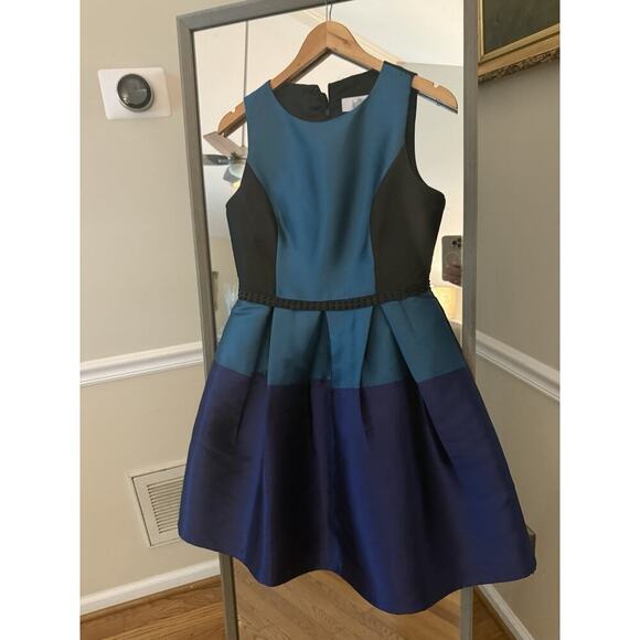 Belle Badgley Mischka Color Block Beaded Cocktail Dress Size 4 - Picture 3 of 6